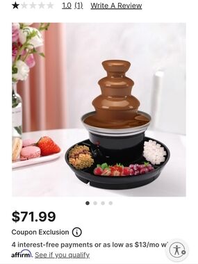 Bella Electric Chocolate Fountain Fondue 3-Tier Cheese Sauce Stainless Steel